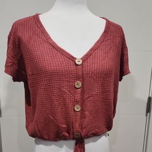 Free Kisses Red Puff Sleeve Crop Top